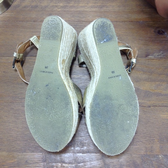 ❌Marc by Marc Jacobs Gold Leather Wedge Espadrille - Picture 6 of 8